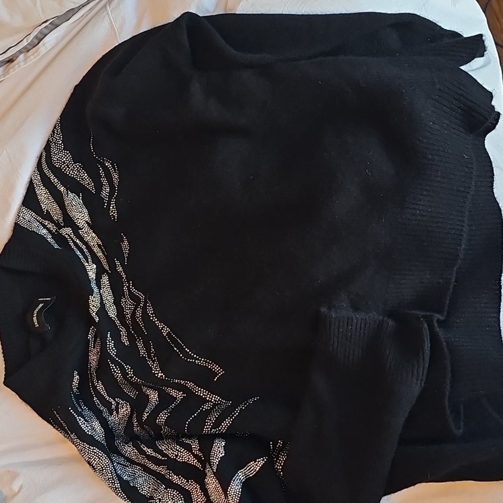 Zadig & Voltaire Black Cashmere Sequin Zebra Sweater - Never Been Worn